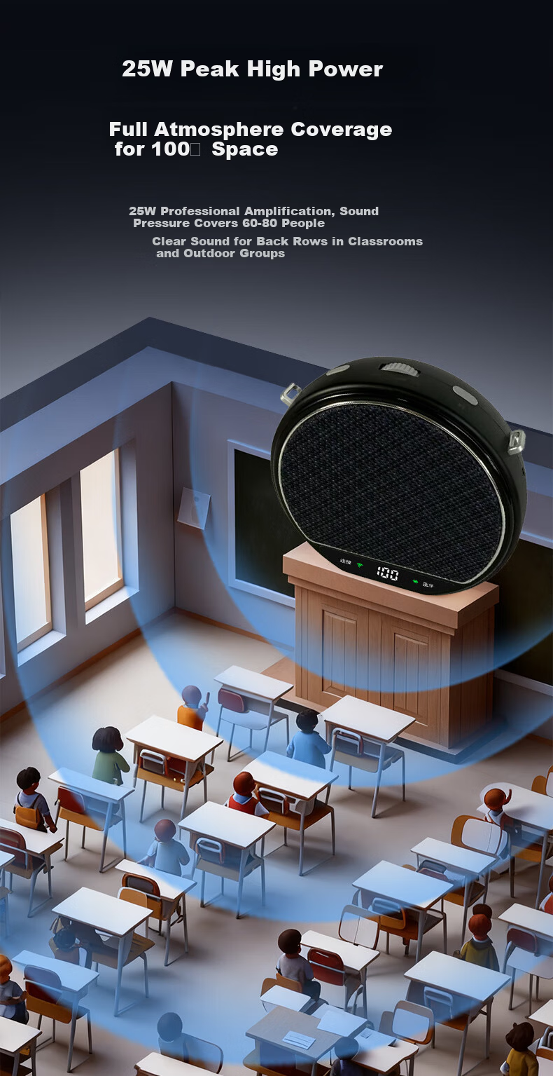 ALittleFlower Super Loud Volume Wireless Clip-on Microphone Teacher's Amplifier Noise-Canceling Anti-Howling Portable Outdoor Tour Guide Speaker 5