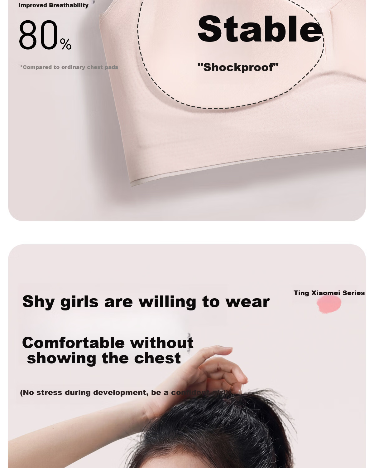 GRACEWELL Adolescent Girls' Development Period Sports Bra, Anti-Shock Vest for Middle and High School Students, Large Kids' Underwear, Skin Color, 2XL 8