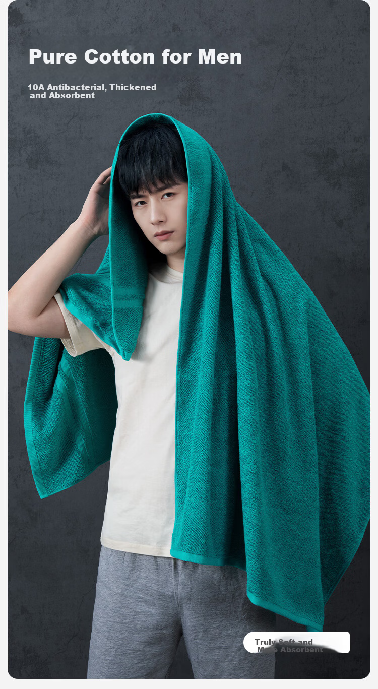 HOYO Japanese Pure Cotton Bath Towel Home Use Large Thickened Men's Large Towel Gentleman Blue 80*150cm Sports 1