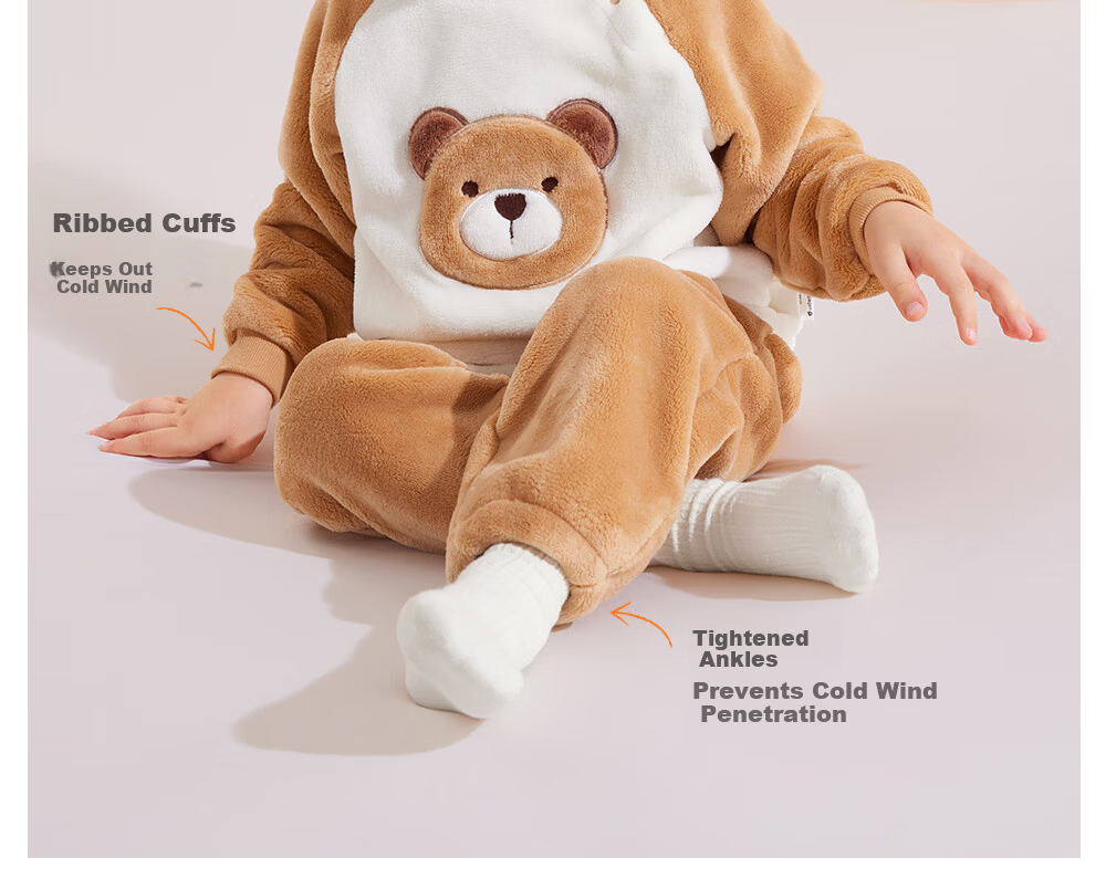 Betis Children's Winter Pajamas New Baby Homewear Set Flannel Fleece Thickened Warm Boys Girls 28