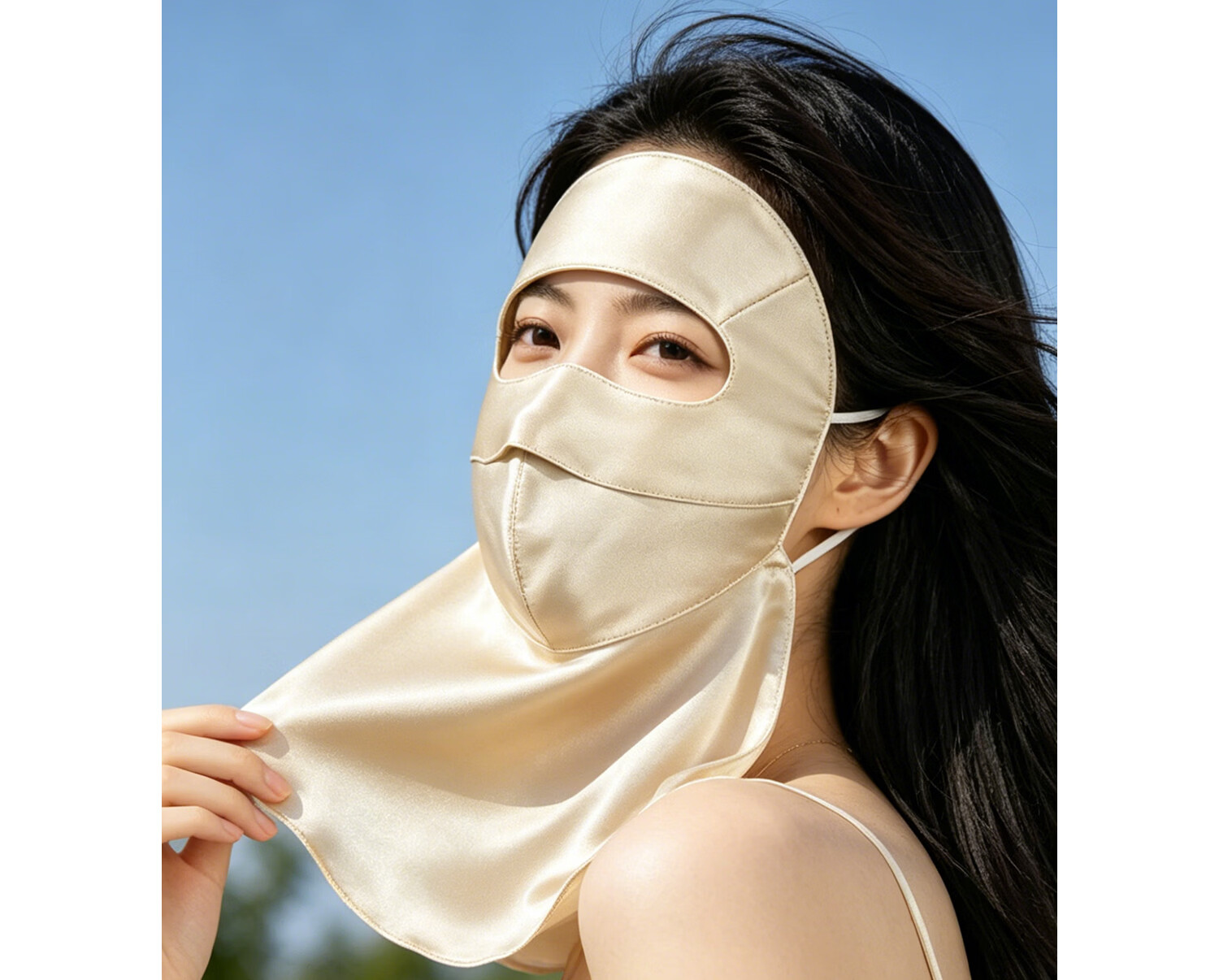 FANCET Silk Face Mask for Women Summer Full Face Sun Protection Mulberry Silk Facekin Breathable Eye Corner Neck Shoulder Guard Mask 21