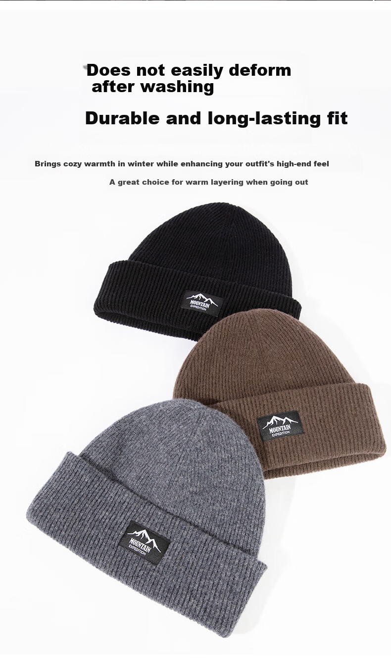 Siggi Pure Wool Thickened Double-Layer Knit Winter Beanie Warm Cold Weather Hat for Men 10