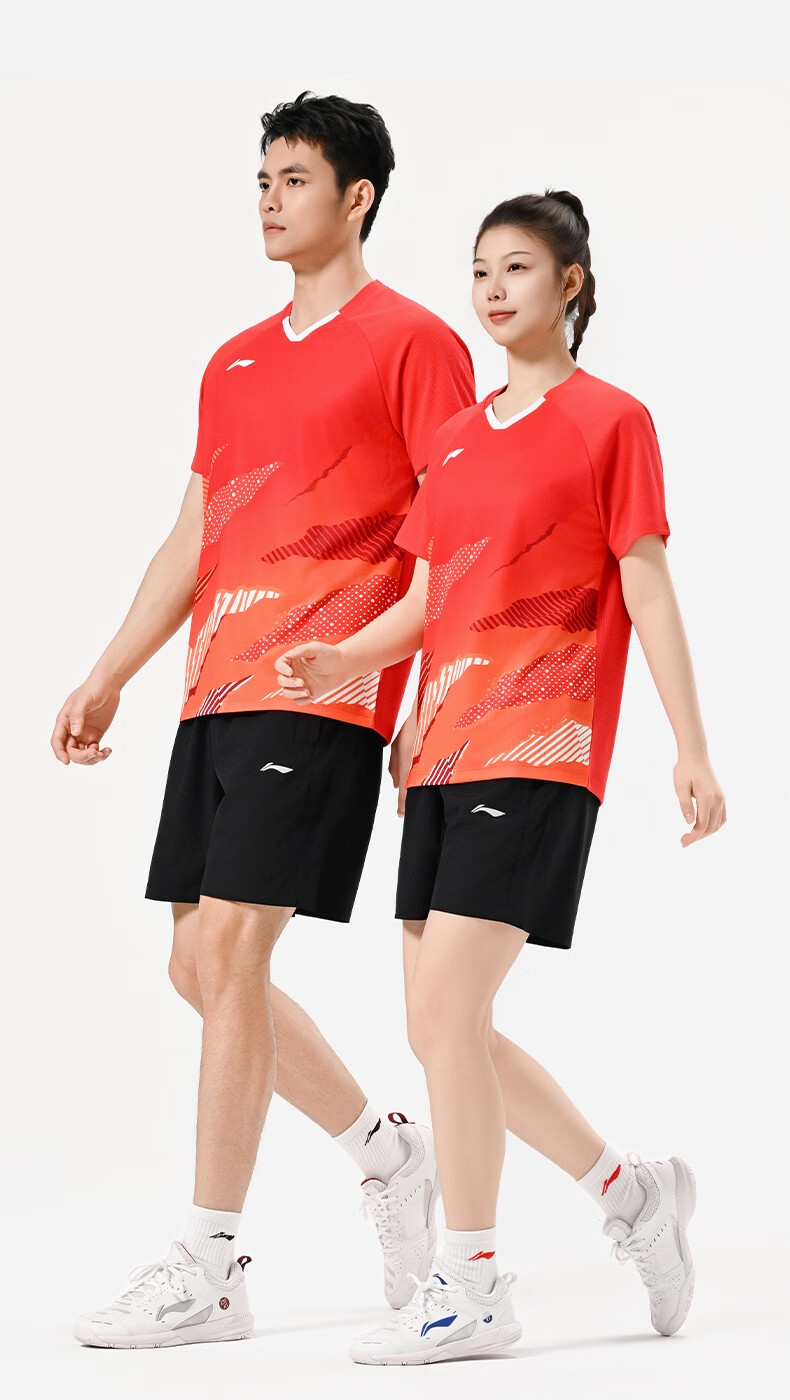 LI-NING Badminton Shirt Unisex International Star Series Short Sleeve Competition T-Shirt Sportswear White XL 12