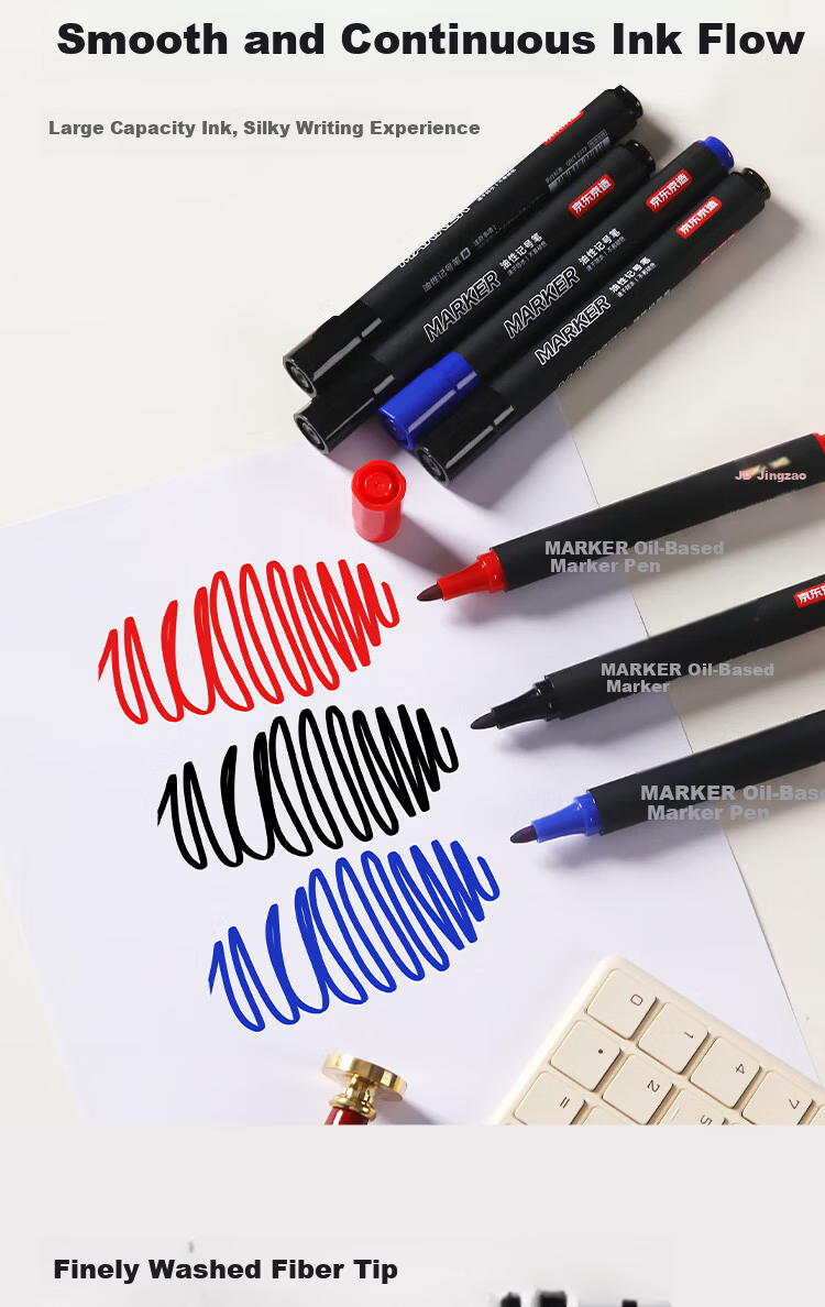 JD Jingzao Oil-Based Marker Pen Black 50-Pack Quick-Dry Waterproof Large Capacity Office Logistics Shipping Marker 4