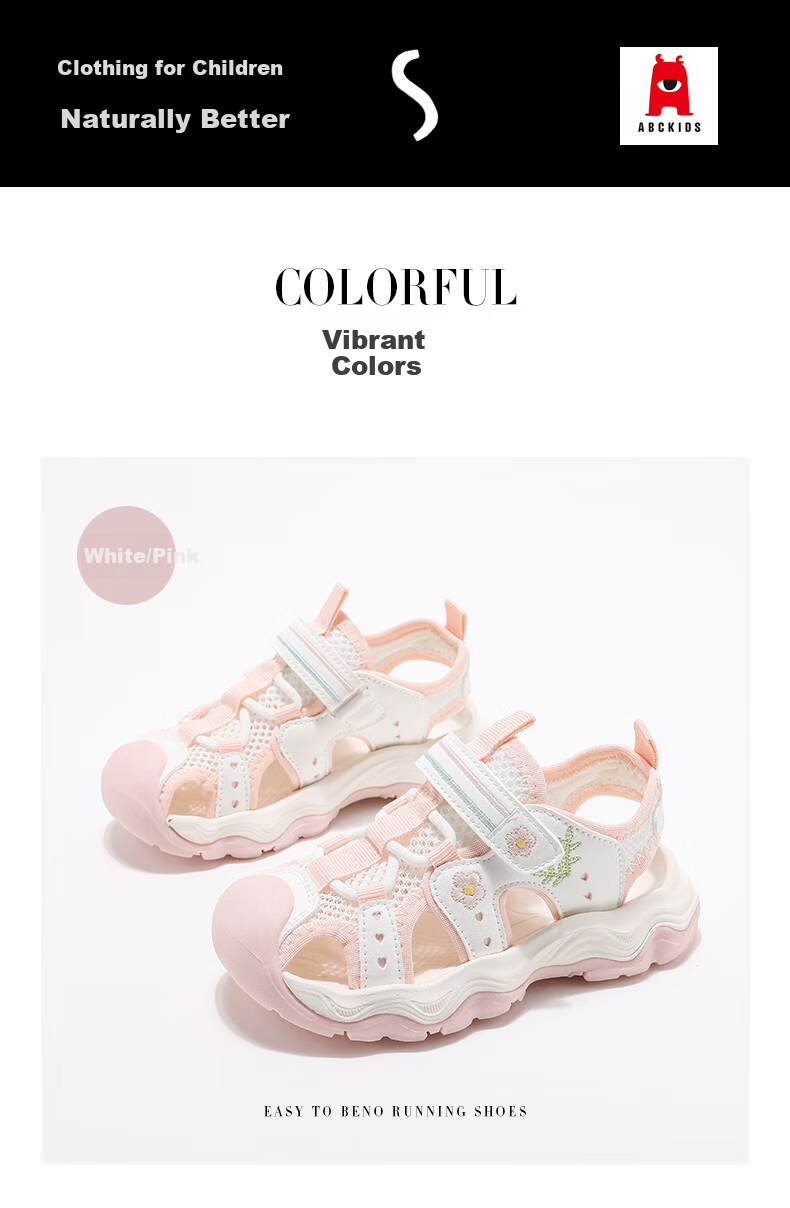 ABC KIDS Girls Summer Princess Shoes Children's Sandals Soft Sole Beach Shoes Big Kids 28 White/Pink 3234 4