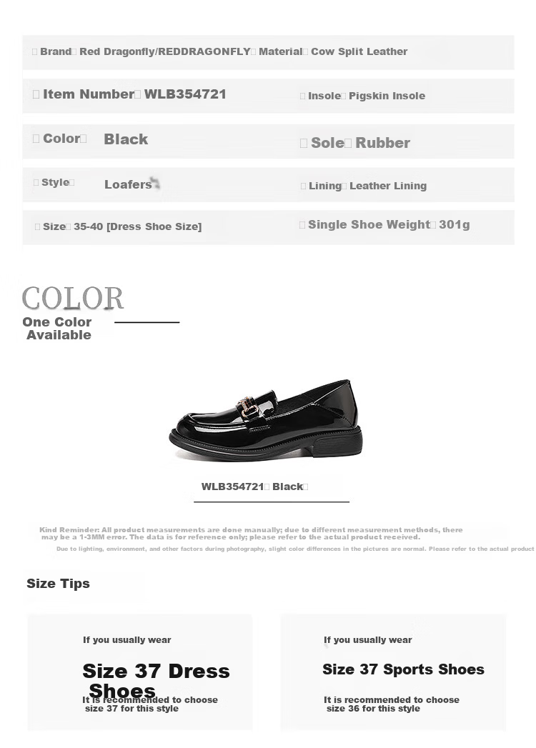 Red Dragonfly Women's Loafers New Breathable Casual Lightweight Slip-On Leather Shoes WLB354721 Black Size 35 9