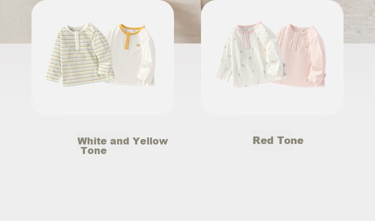 BALABALA 2-Pack Kids' Long Sleeve Cotton T-Shirts Boys Girls Basic Baby Tops Simple Fresh Style 5