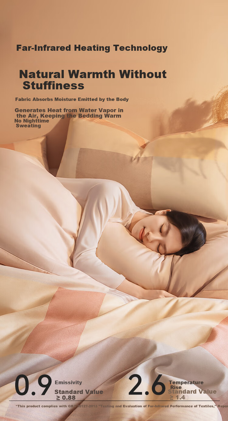 JD Jingzao Brushed Printed 4-Piece Bedding Set 7A Antibacterial Autumn Winter Warm Thick Durable Sheet Duvet Cover Pillowcase Warm Cloud Plaid 1.5m 6