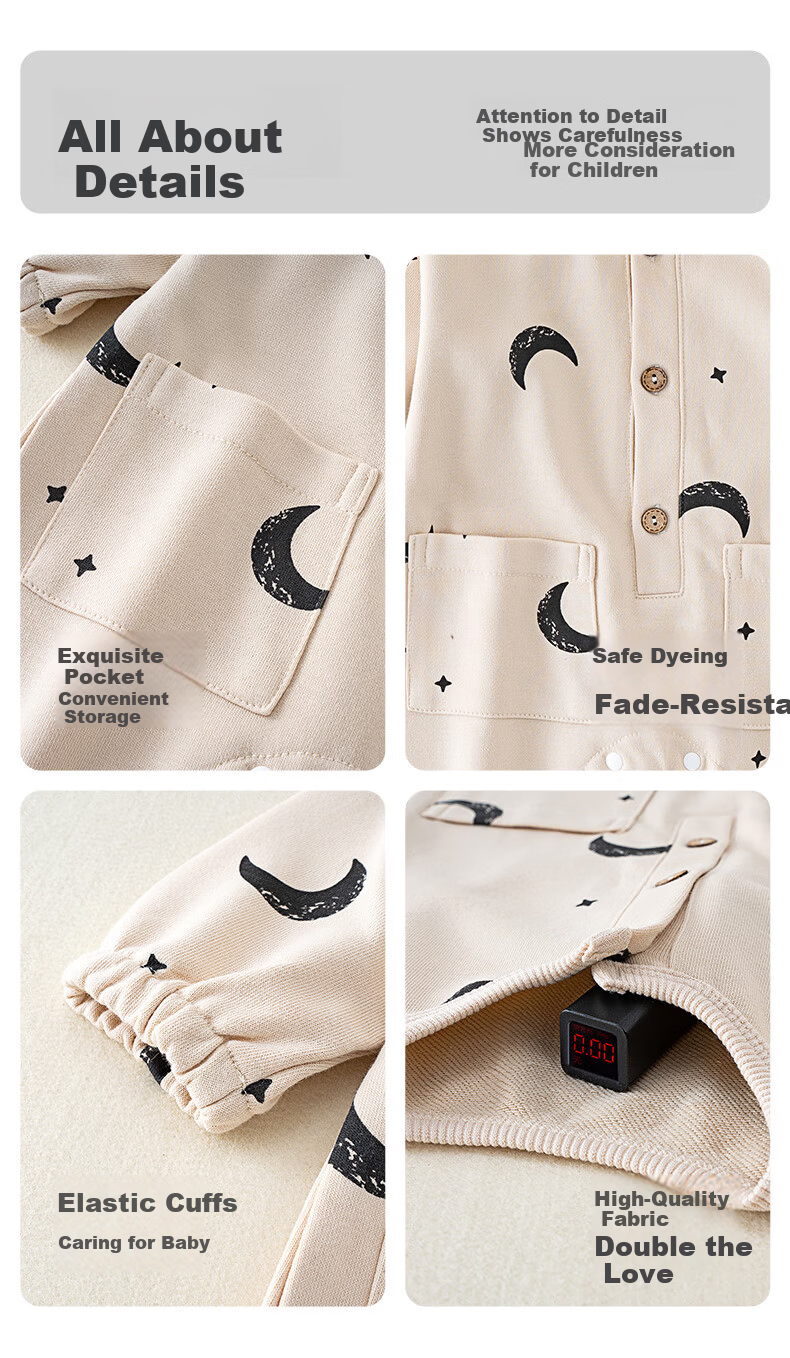 Shubeiyi Baby Romper Pullover Spring Autumn Newborn Belly Protection Stylish Outing Jumpsuit Gray Size 80 9