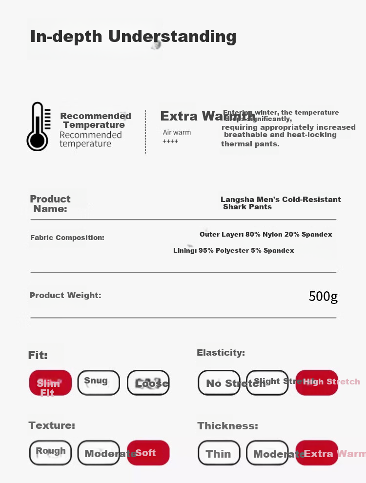 Langsha Men's Sharkskin Pants Autumn Winter Thickened Fleece Warm Antibacterial Plus Size Slim Fit High Waist Motorcycle Base Layer Pants 9