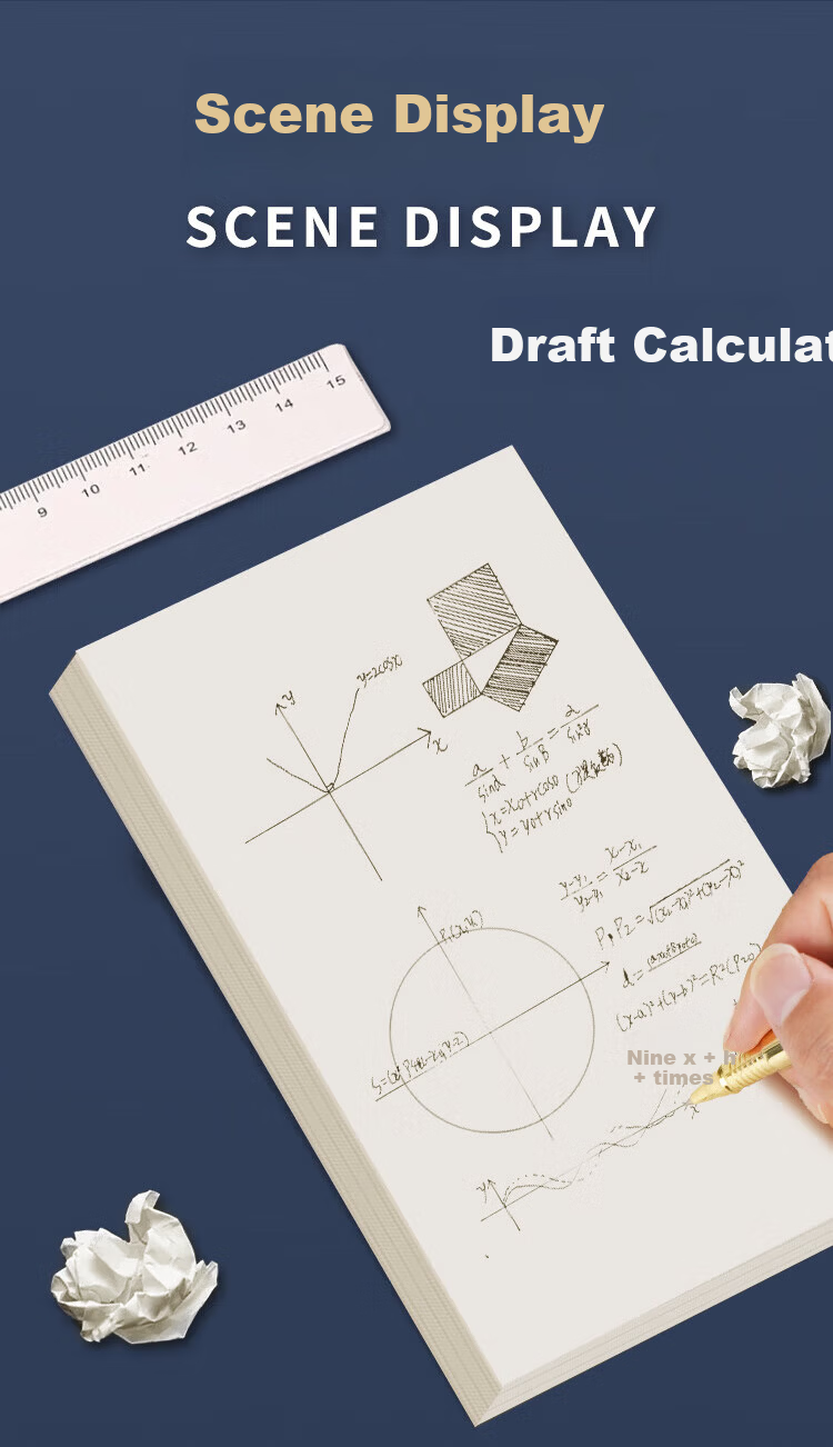 SIMAA Sectioned Draft Notebook Paper for Primary And Secondary School Students, Blank Thickened Math Practice Calculation Paper, 16K/38 Sheets, 5-Pack Learning Tool 8