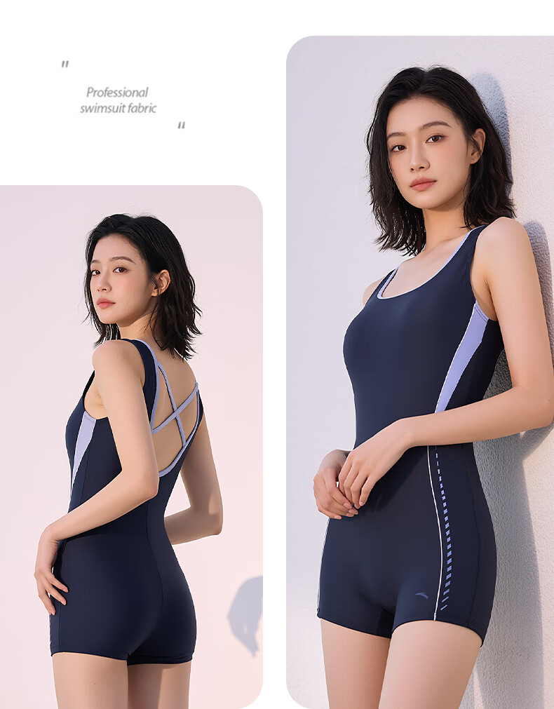 ANTA Women's Professional Training One-Piece Square-Leg Swimsuit Racing Swimwear Spa Slimming Swimwear Green 2XL 13