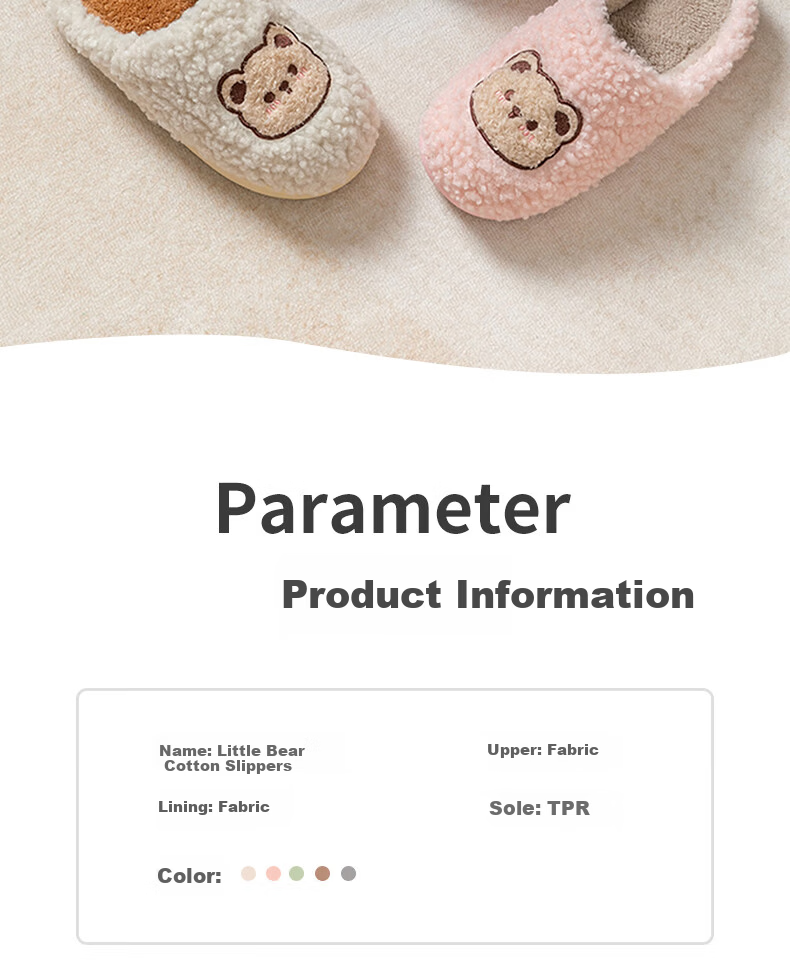Runrou Women's Cotton Slippers Autumn Winter Warm Fleece Cute Indoor Home Couple Men's Antibacterial Deodorant 13
