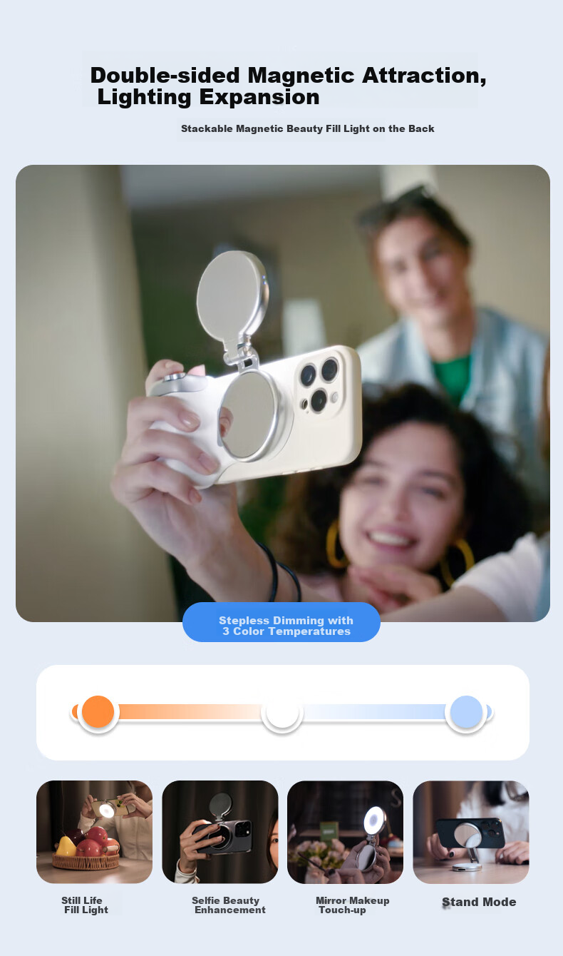 TELESIN Mobile Photography Handle Master Imaging Handle Magnetic Phone Stabilizer Handheld Camera Grip Compatible with Apple Huawei Xiaomi Bluetooth Infinite Zoom Anti-Shake Assistant 14