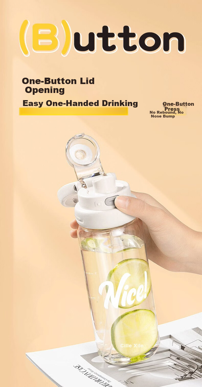 Xile Tritan Large Capacity Water Bottle Women's High-Value Straw Cup Student Outdoor Portable Sports Direct Drinking Cup Summer 5