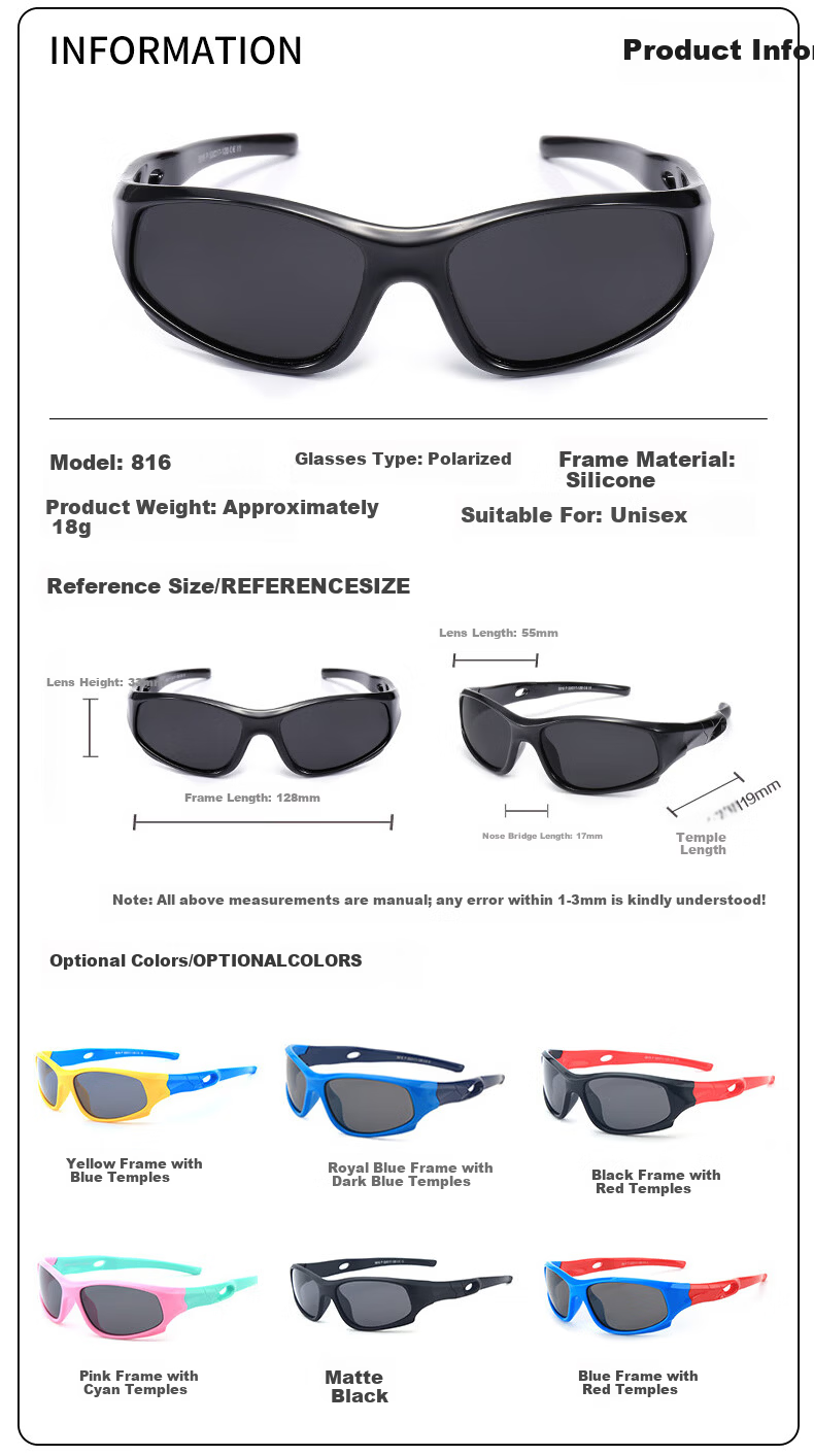 Baixiaoshe Folding Sunglasses for Children [Black And Gray Lenses] 3006, Boys And Girls Baby UV Protection Sunglasses Glasses 1