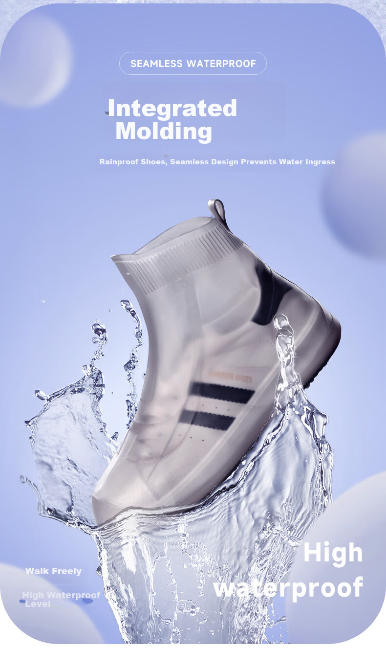 Silayi Rain Shoe Covers (New Latex Material) Non-Slip Thickened Wear-Resistant Reusable Portable Waterproof Rain Gear Boots 2