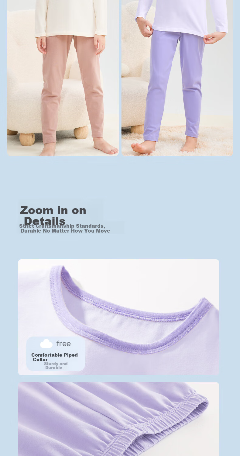 Disney Girls' Pajama Set Spring and Autumn New A-Class Boys' Homewear Autumn Children's Thermal Underwear Girls' Pants 5