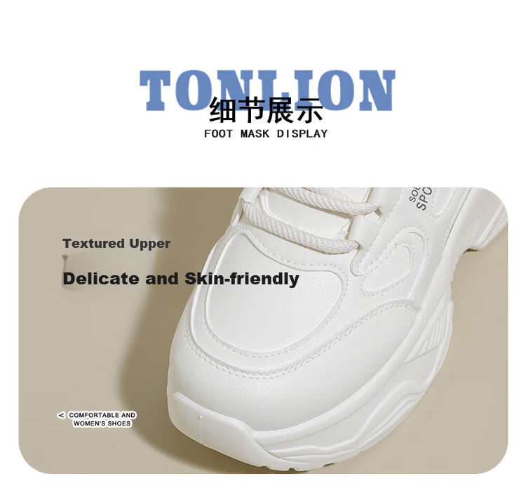 TonLion Women's Thick-Soled Platform Dad Sneakers Spring Summer Casual Sports Shoes Black Size 37 3