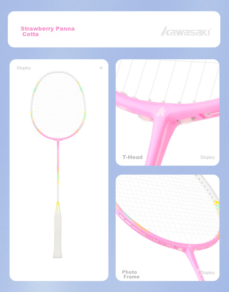 KAWASAKI Carbon Composite Badminton Racket Set Lightweight Durable Unisex Youth Double Rackets 16