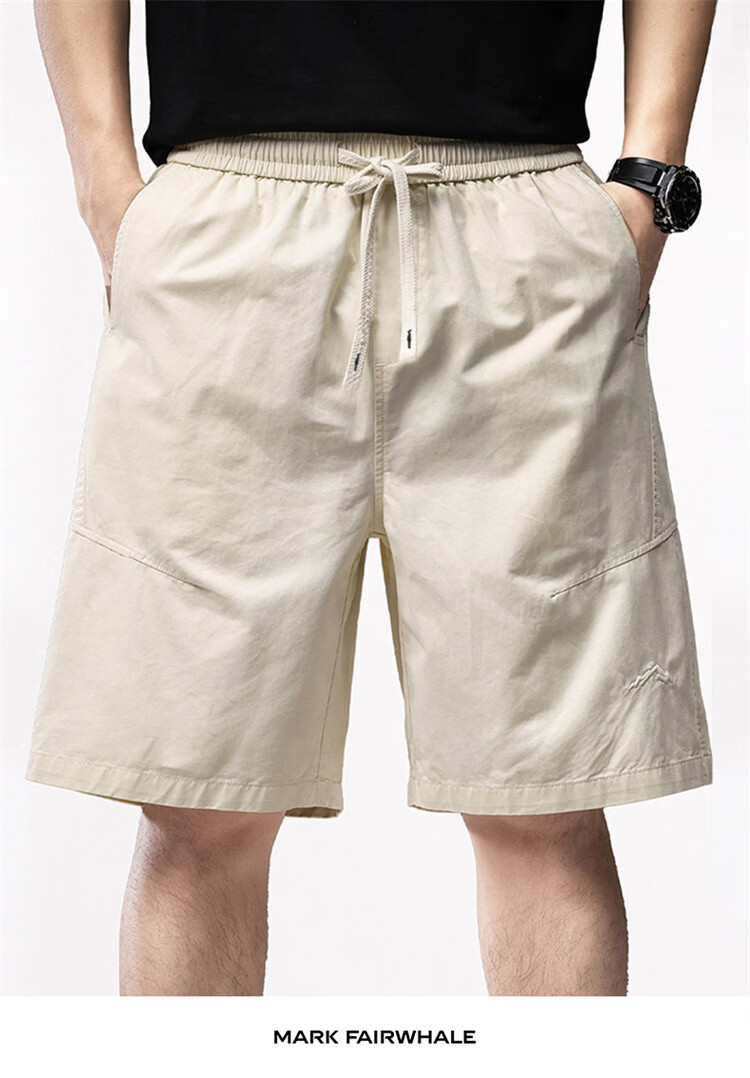 MARK FAIRWHALE Men's Summer High-End American Style Pure Cotton Casual Shorts Thin Five-Point Pants Black 3XL 16