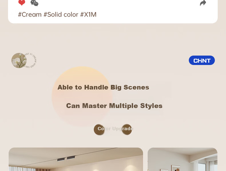 CHNT Switch Socket No-Paint Cream Style Large Panel Concealed Socket X1M Four-Hole Socket Rhombus White 6