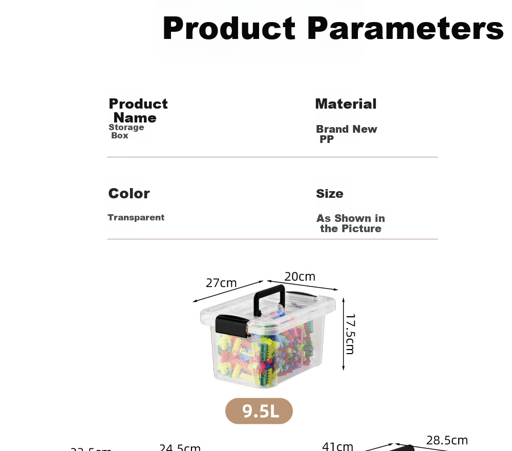Cetomo Transparent Large Storage Box with Handle 17L 33.5x24.5x20.5cm 1 Piece 9