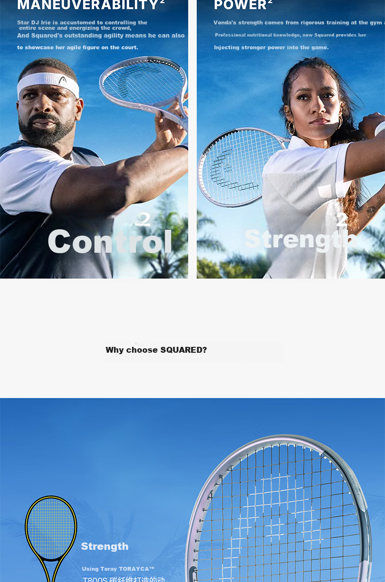 HEAD Tennis Racket SQUARED Series 2026 Full Carbon Professional Tennis Racket for Men and Women 5