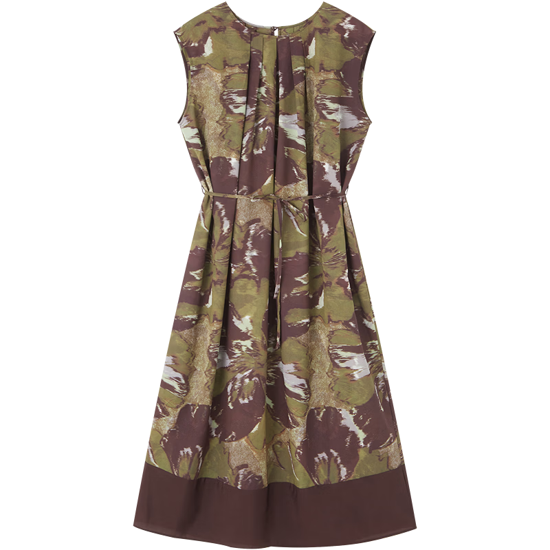 Demana Vintage Impression Summer Urban Elegant Sleeveless Printed Patchwork Loose Slim Dress for Women High-End Feel