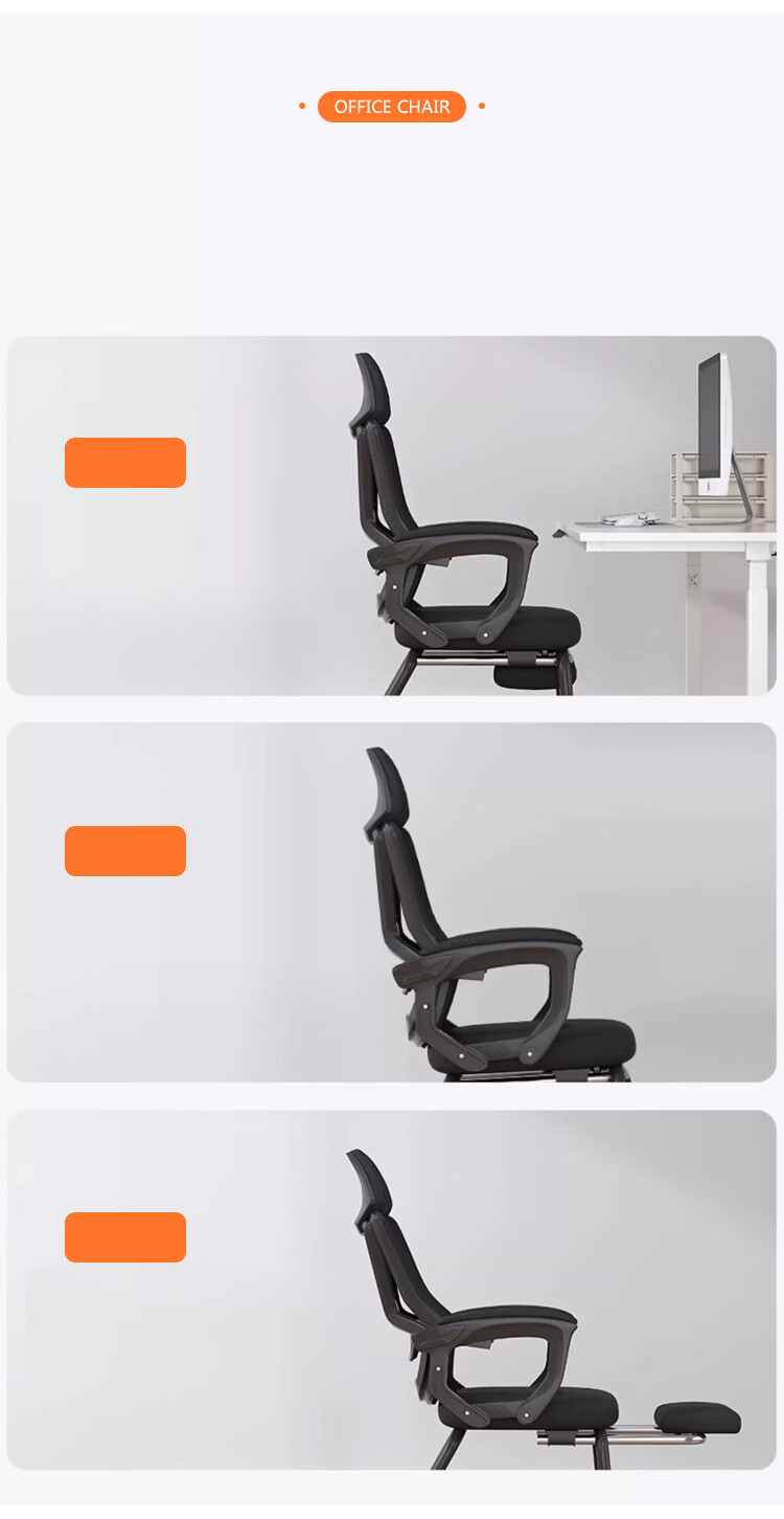 Huakai Star Office Chair Computer Chair Home Lumbar Support Swivel Chair Ergonomic Chair BG356 Black Frame Black Mesh Bow Style 10