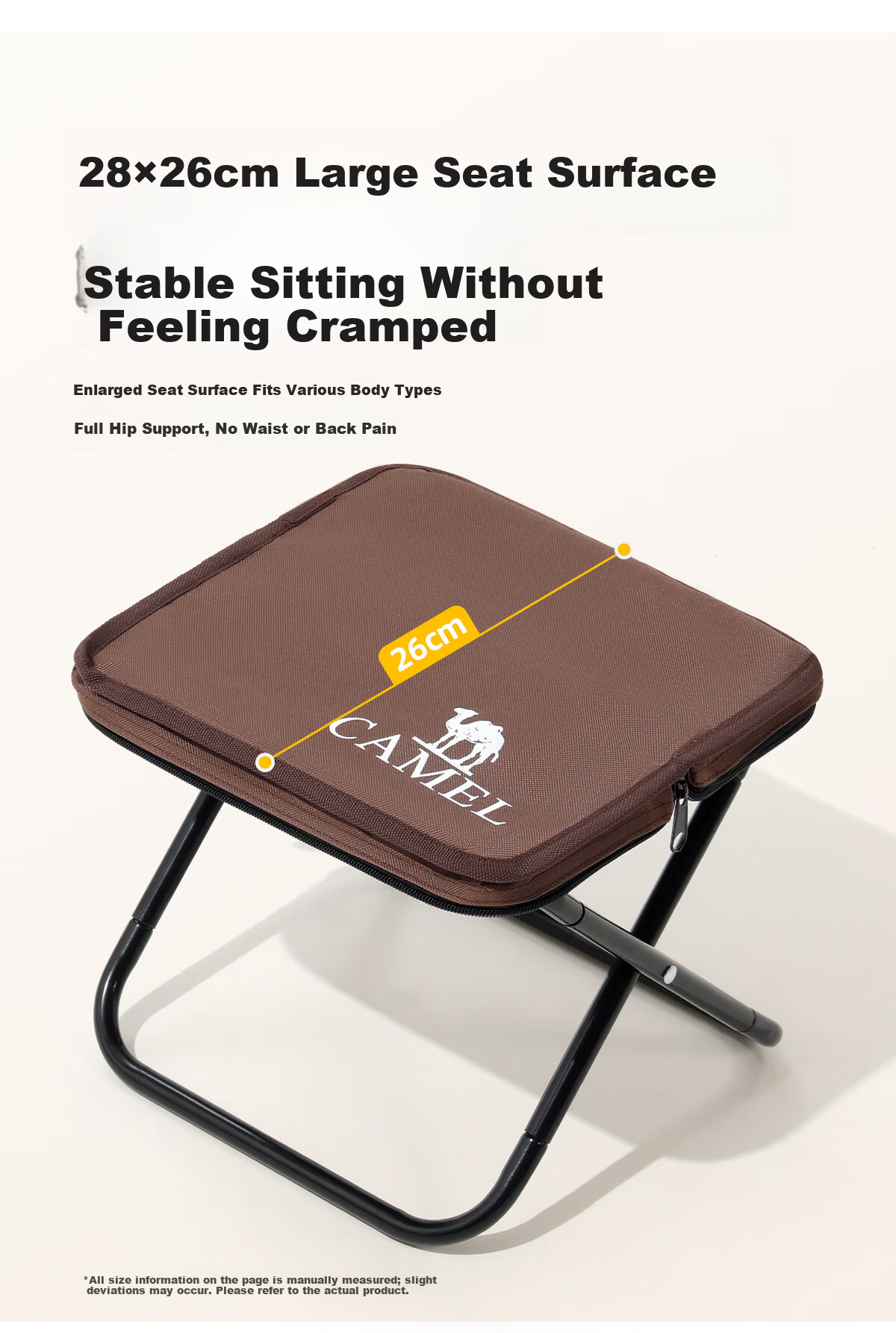 CAMEL Two-Pack Folding Stool Outdoor Folding Chair Portable Travel High-Speed Rail Stool Mini Folding Stool D013 Brown 6