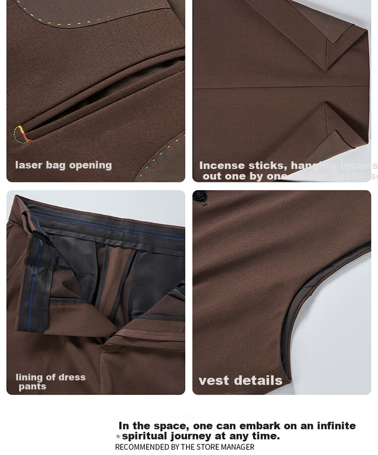 ROMON Wool Suit Set for Men Business Formal Wedding Attire Dark Gray 4XL (Blazer + Vest + Trousers) 6