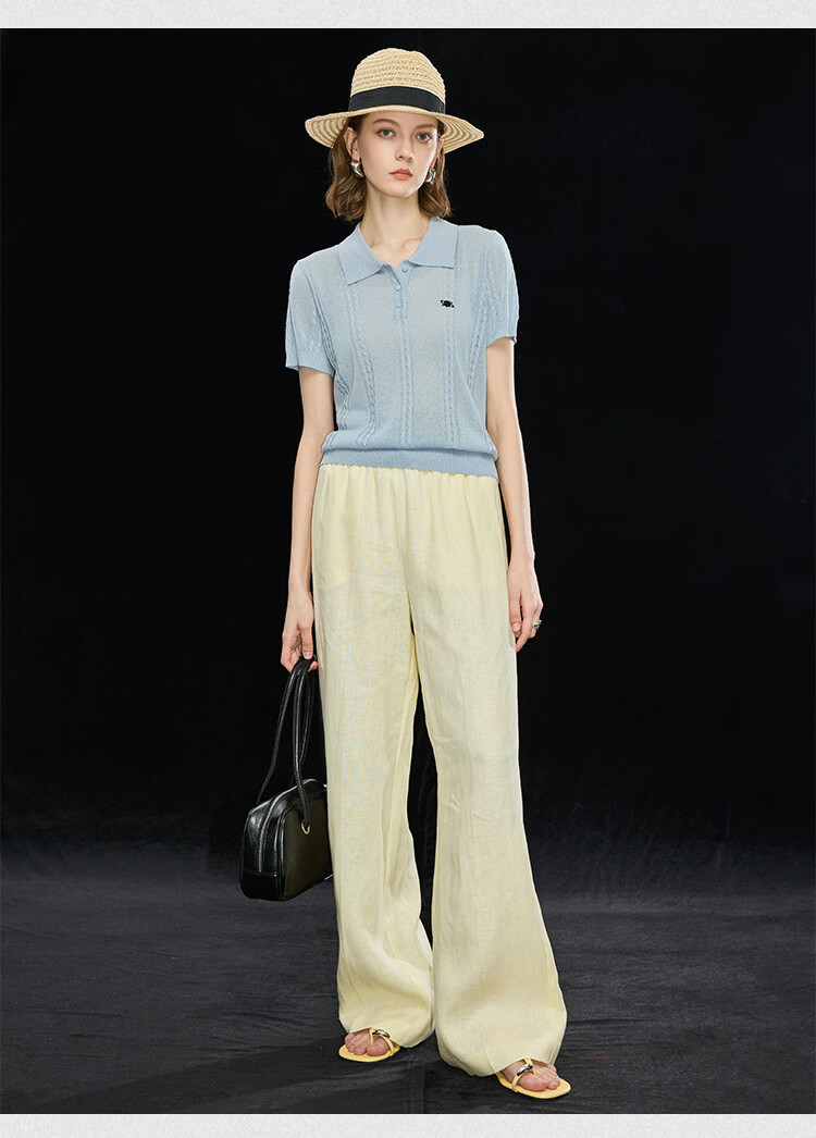 Wudao Summer Polo Collar Embroidered Pattern Short Sleeve Women's T-Shirt 2026 Latest Fashionable Top 17