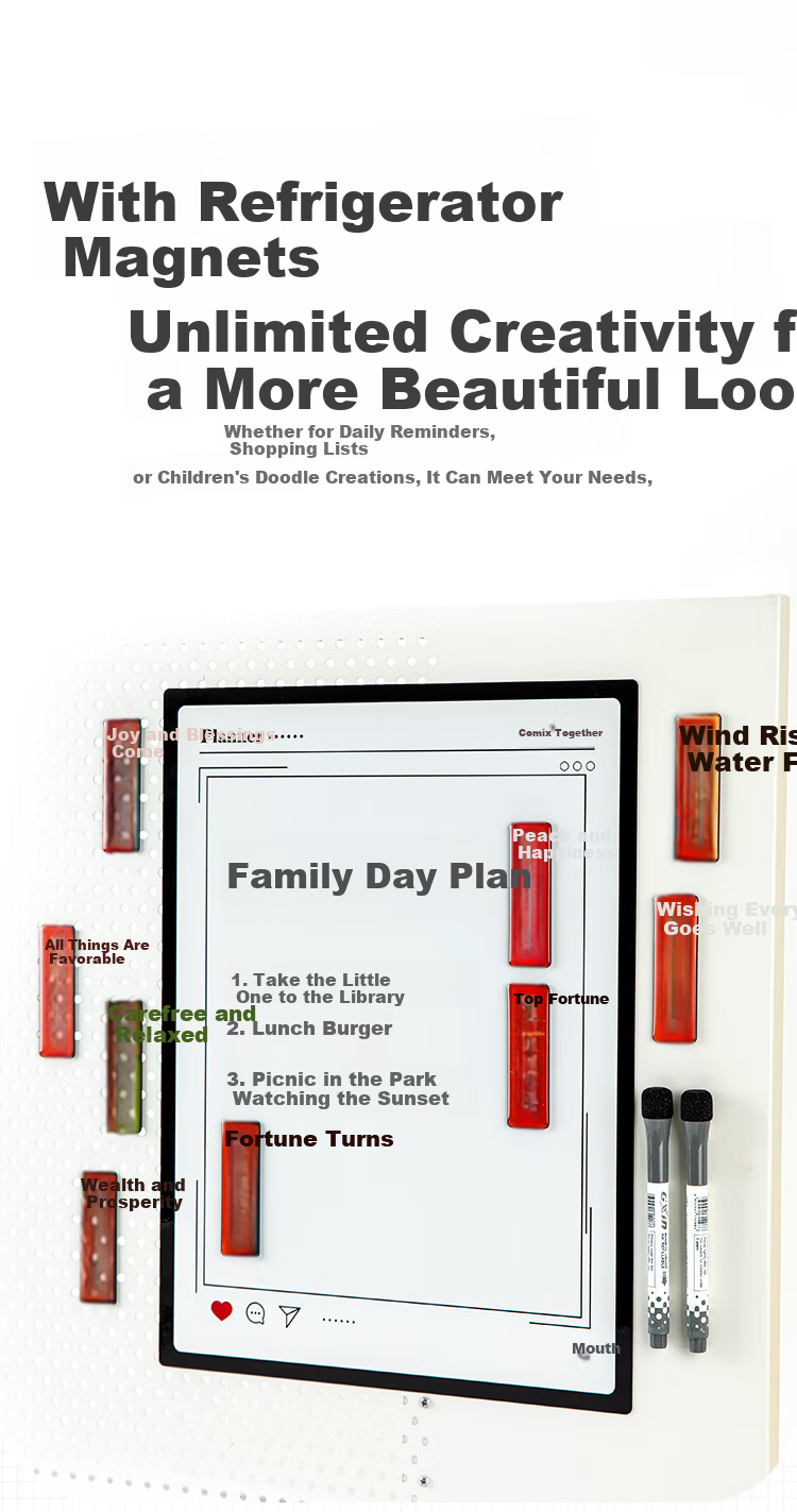 COMIX Magnetic Refrigerator Memo Board Soft Magnetic Whiteboard Set DS-509 for Home Use, Kids Doodle Board with Erasable Whiteboard Marker 4