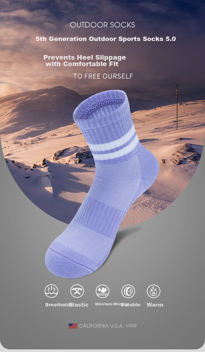 TFO 5th Generation Outdoor Socks Comfortable Breathable Sports Running Hiking Mountaineering Socks C2902419 Women's Light Blue 2
