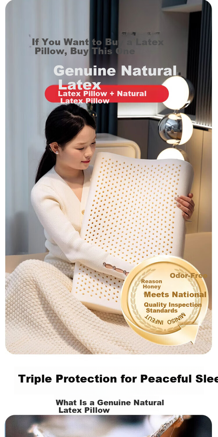 Jingyan Latex Pillow Cervical Support Sleep Aid Adult 93% Thai Imported Natural Latex Neck Protection Pillow 5