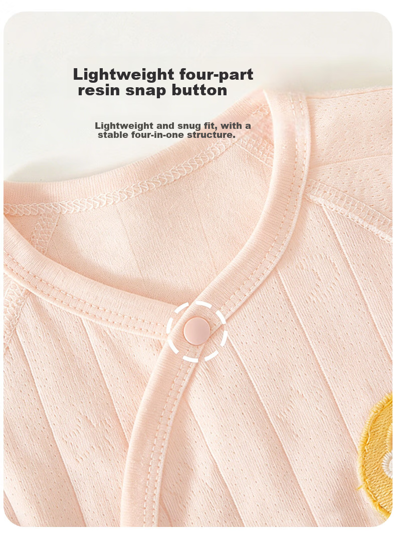 Aibaoshi Baby Clothes Spring And Autumn Pure Cotton Newborn Half-Back Shirt, Infant Monk Outfit 2-Piece Set White + Pink Size 52 T193 16