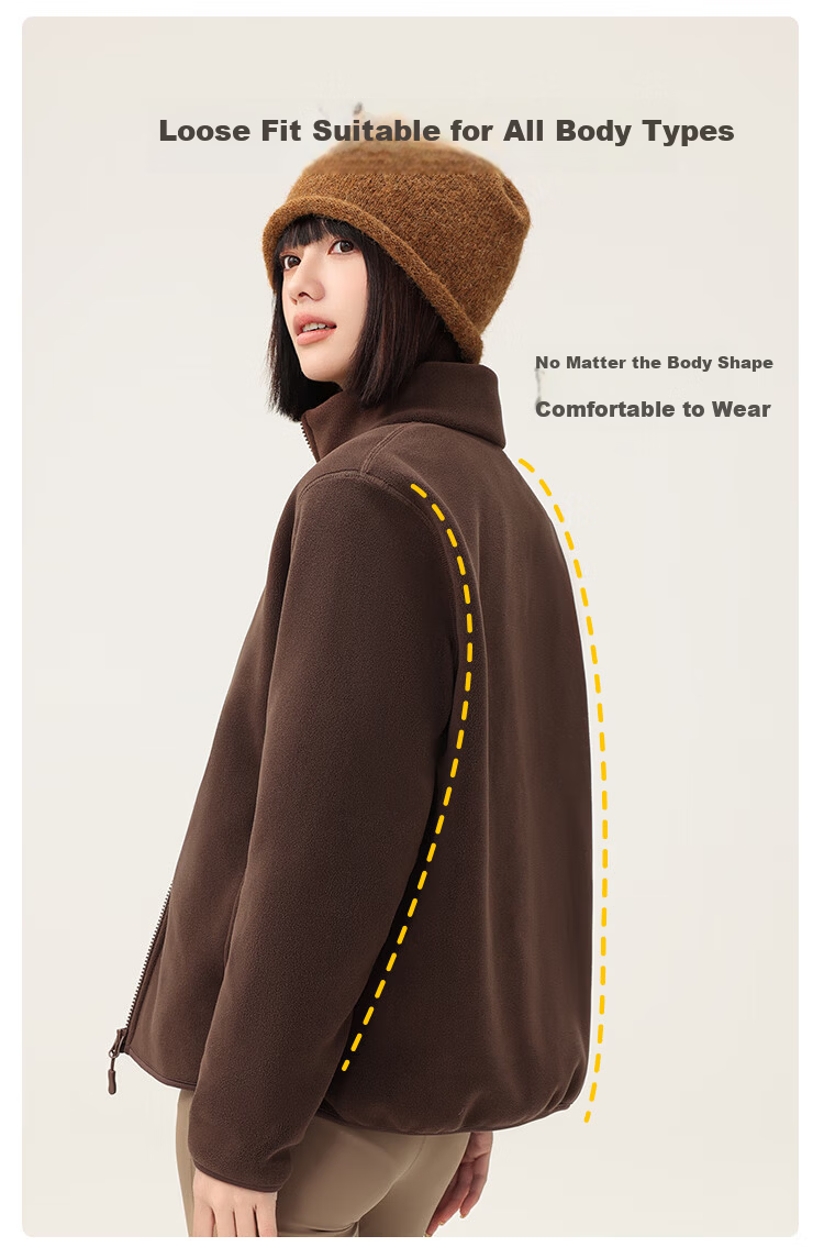 Snow Flying Women's Fleece-Lined Casual Fashion Windproof Stand Collar Polar Fleece Jacket New Tender Yellow Fleece-Lined M 7