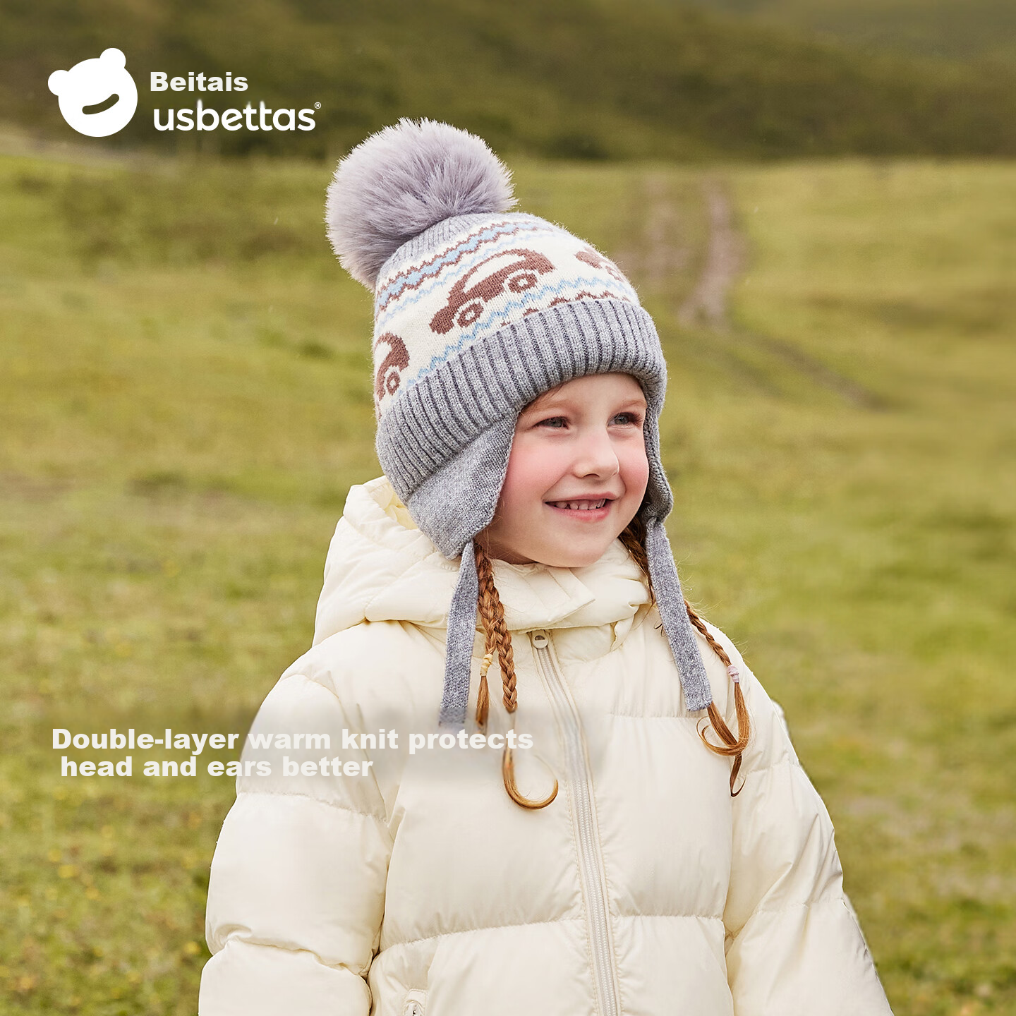 Beitaisi Children's Winter Hat, New Style for Boys And Girls, Knitted Woolen Hat, Baby Pullover, Thickened Windproof Warm Ear-Covering Cap