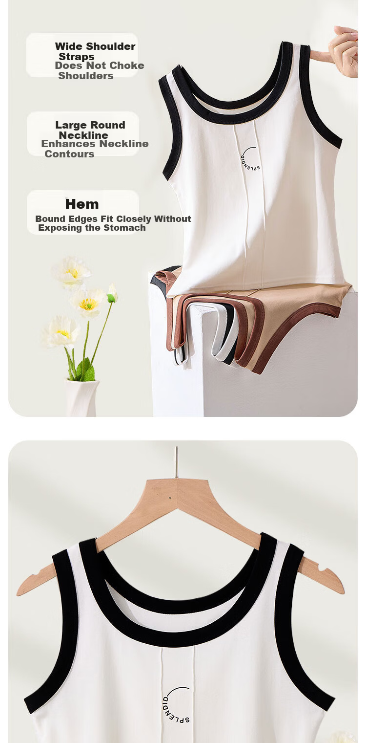 MiiOW Colorblock Vertical Stripe Women's Camisole Spring Autumn Base Layer Top Black and White Print White 4