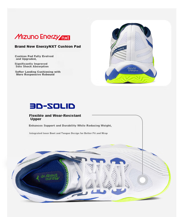 Mizuno Tennis Shoes Megalodon Men's Professional Pickleball Shoes ENFORCE TOUR 2 White Blue Size 40 4