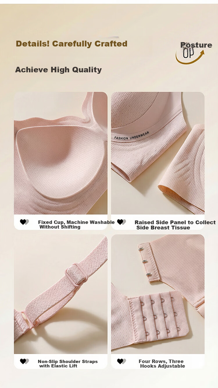 GUJIN [Anti-Gravity Lift] Women's Bra, Push-Up, Soft Support, Seamless, Invisible Foundation, Lift-Up, Side-Gathering Vest Brassiere 15