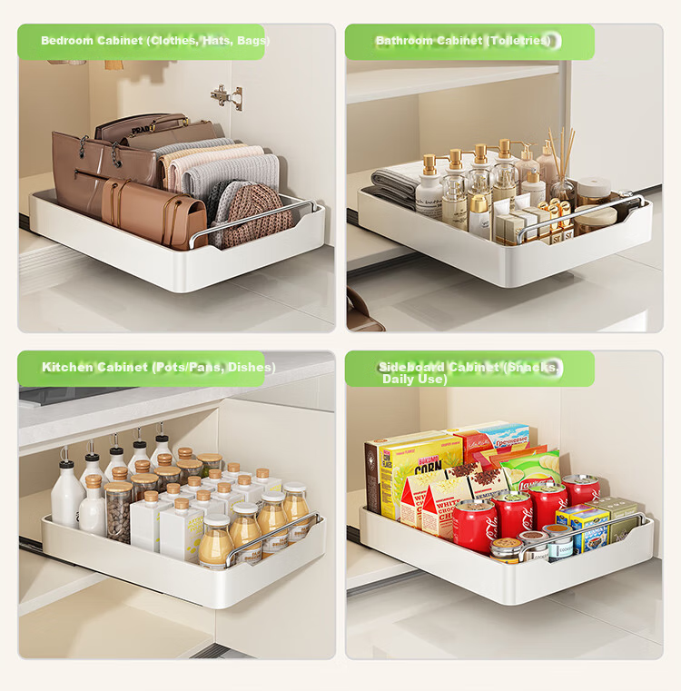 Shuaishi Kitchen Storage Rack, Cabinet Pull-Out Basket, Drawer-Style Spice Organizer, Dish And Bowl Storage Shelf, Pull-Out Bowl And Plate Storage Rack 23