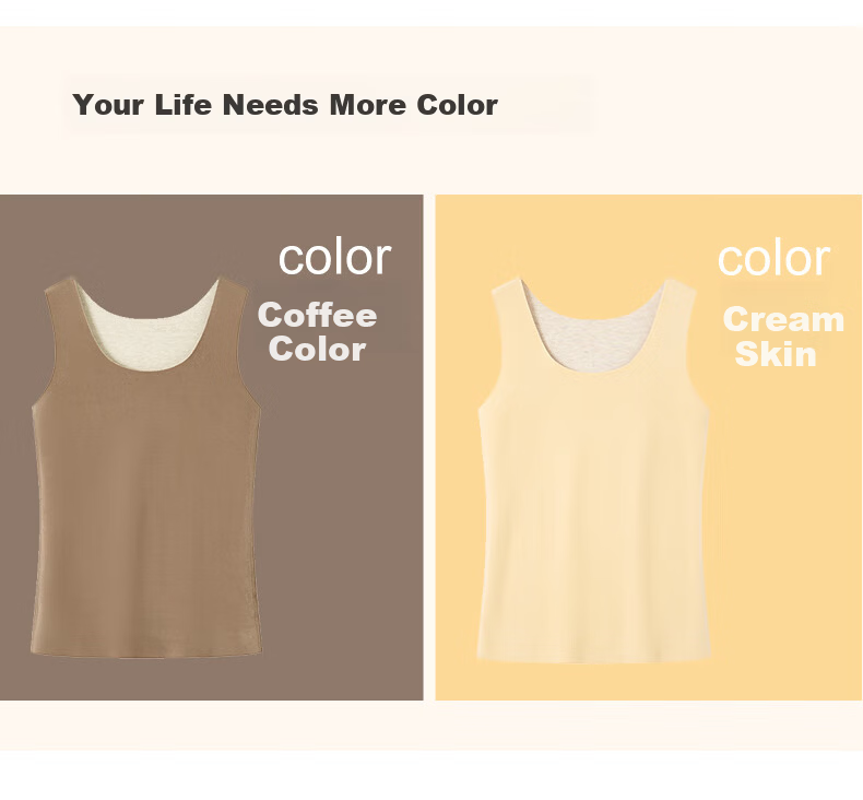 Yiershuang [Cashmere Silk Fleece Lined] Autumn Winter Warm Vest Women's Seamless Cut Thermal Underwear 11