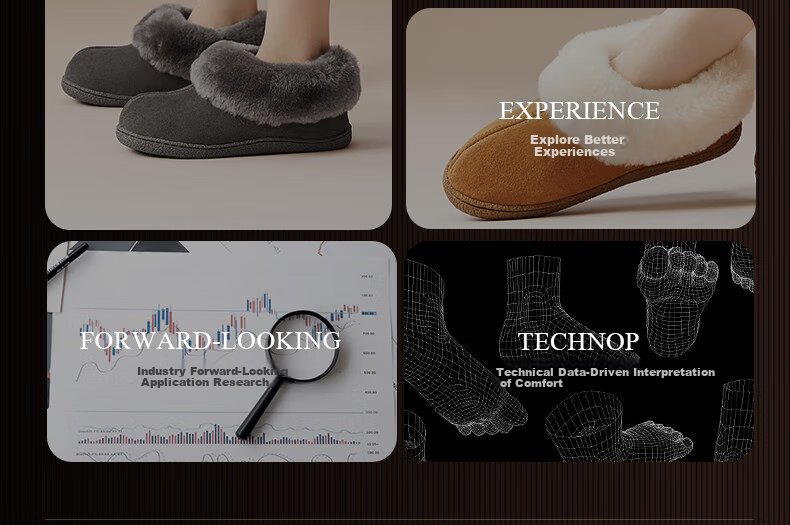 NEIBO Ultra Warm Wool Slippers Unisex Couples Winter Home Sheepskin Latex Non-Slip Full Heel Gray Size 37 10