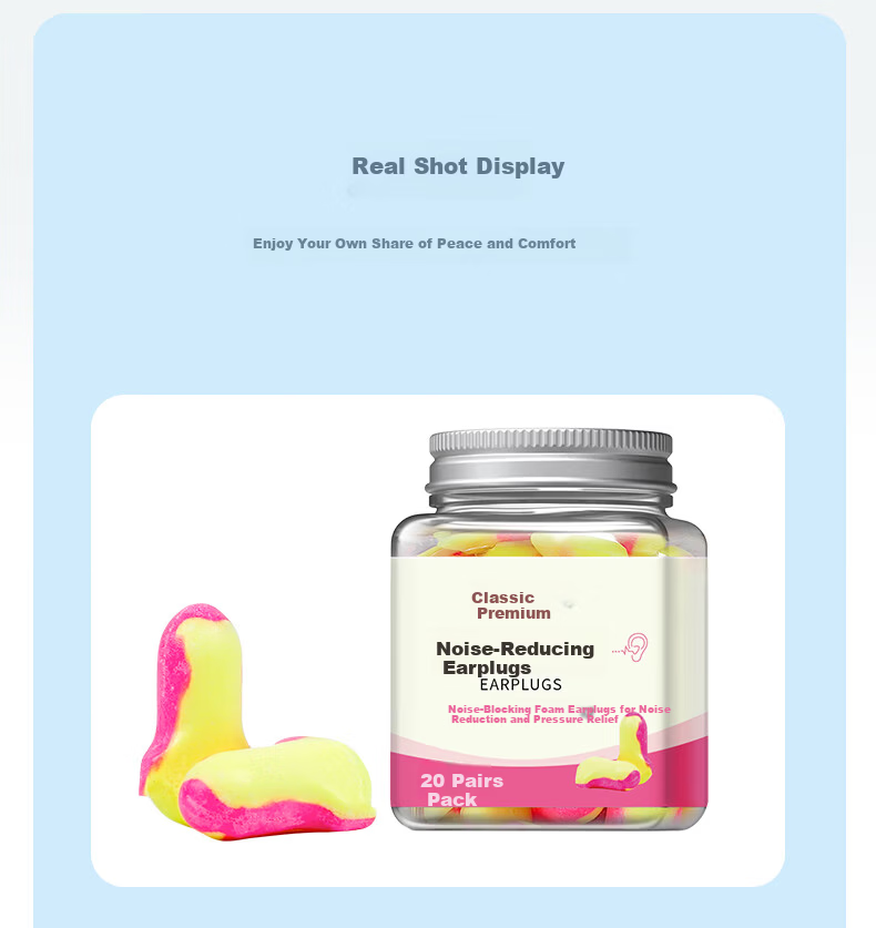 Mingdian Shangpin Earplugs MD-P20 20 Pairs/Can Noise Reduction Anti-Noise Anti-Snoring Soundproof Sleep Study Work Comfortable Non-Damaging Portable Hygienic Yellow Pink Colorful 1 Can 5