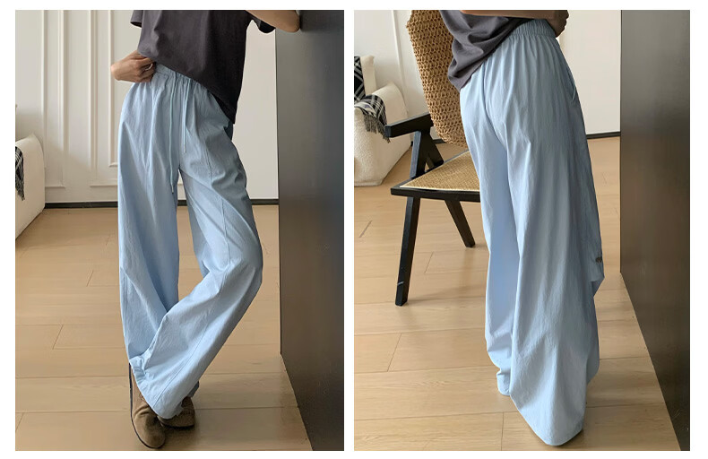 Xueqiman Lightweight Wide-Leg Pants Women 2026 New Summer High-Waist Loose Slim Paratrooper Sports Straight Casual Cargo Pants 16