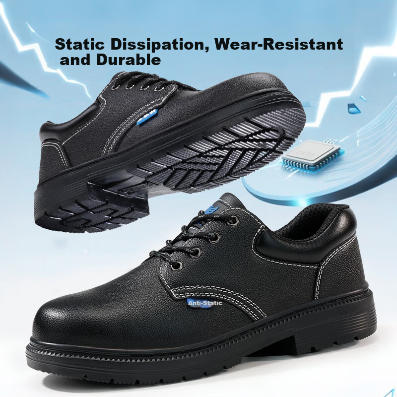 BlueOwl Shield Men's Breathable Durable Anti-Static Waterproof Anti-Smash Toe Anti-Puncture Worksite Safety Shoes D005A-1 Size 44