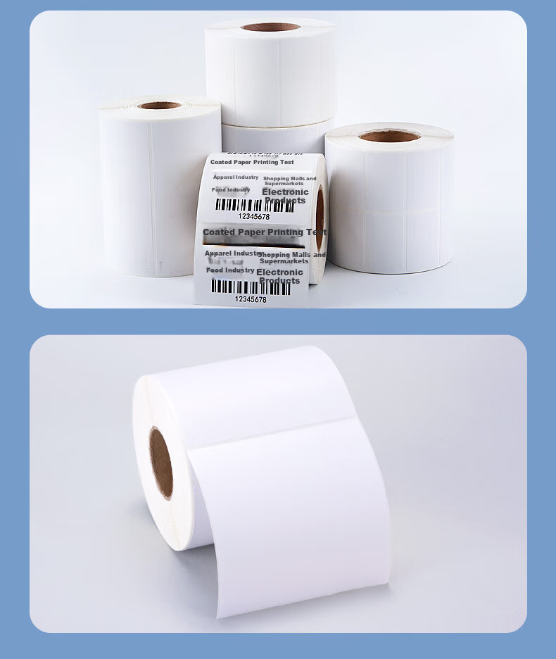 Laiterly 【Customizable】100*60mm 700 Sheets*1 Roll Coated Label Paper Carbon Ribbon Label Printer Barcode Paper High Adhesive Eco-friendly Coated Self-adhesive Labels 8