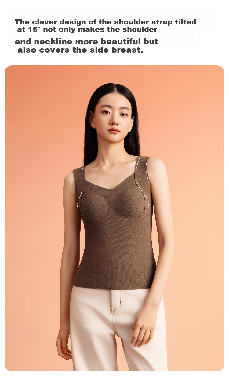Urban Beauty Women's Thermal Vest with Chest Pad Wool and Silk 2025 Autumn Winter New Heating Seamless Underwear 9